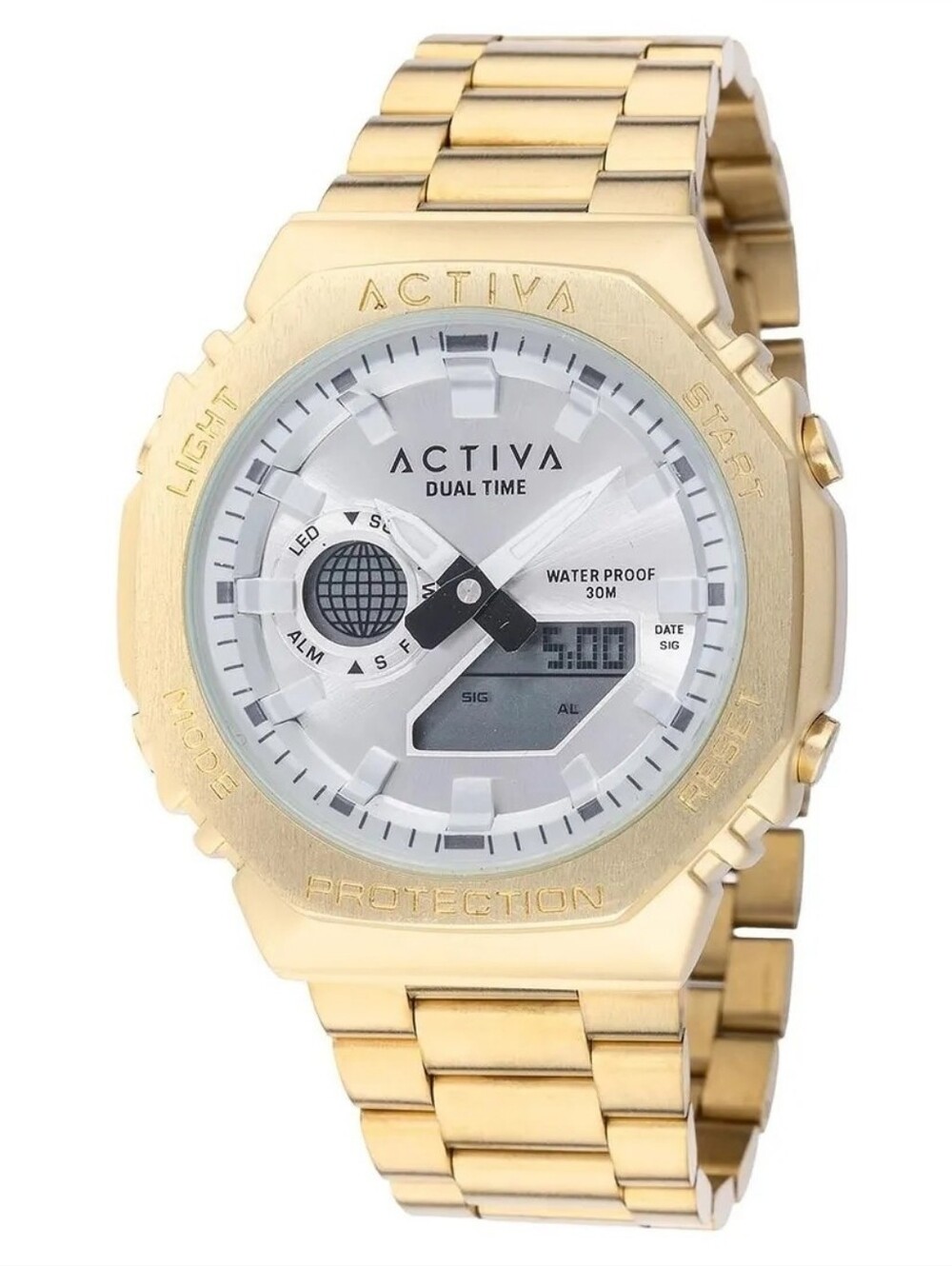 NWT Activa Signal X Invicta Digital Unisex Watch 45.5mm Gold White ACWM423-008